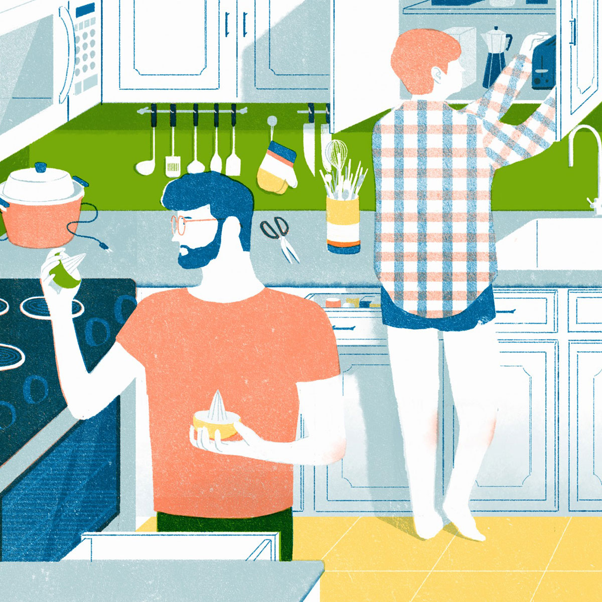 © Jun Cen, Organizing kitchen utensils and gadgets