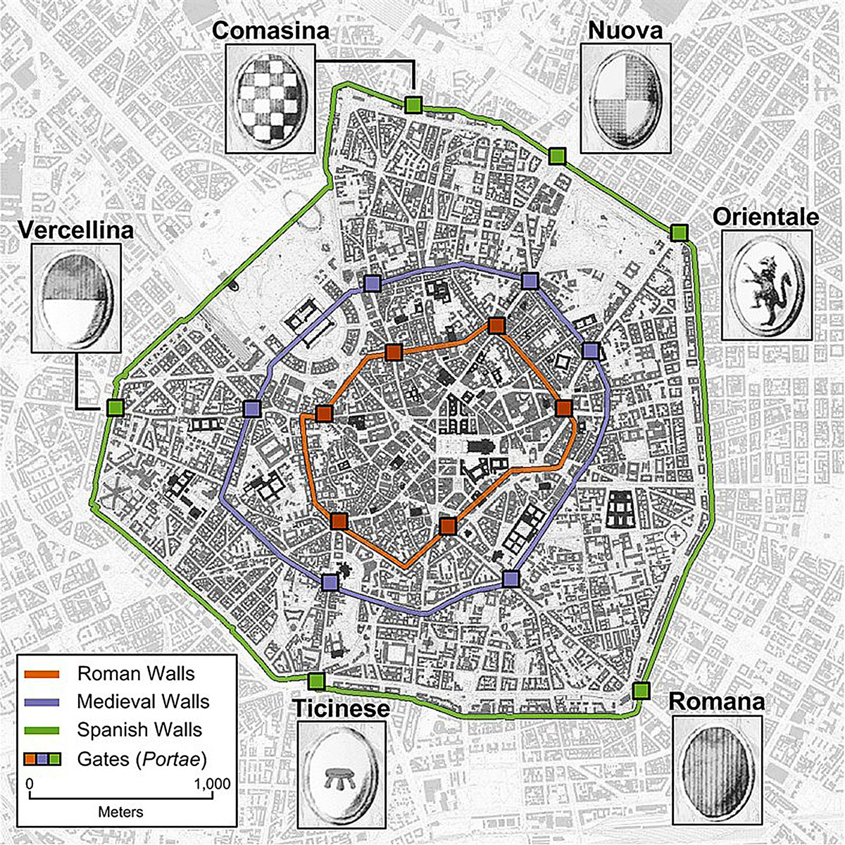 I tre anelli delle mura di Milano